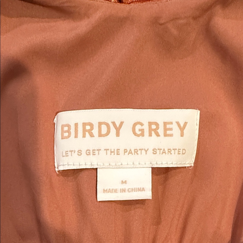 Birdy Grey Rust Satin Ruffled Wrap Dress- Worn Once - Picture 2 of 3
